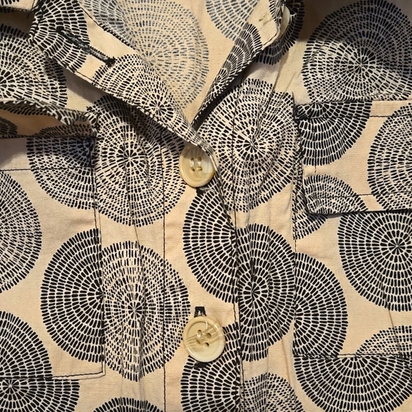 Merona Tunic Dress, Sz 4, Black, Cream, Circle Print, Drop waist, Cap Sleeve - Picture 6 of 11